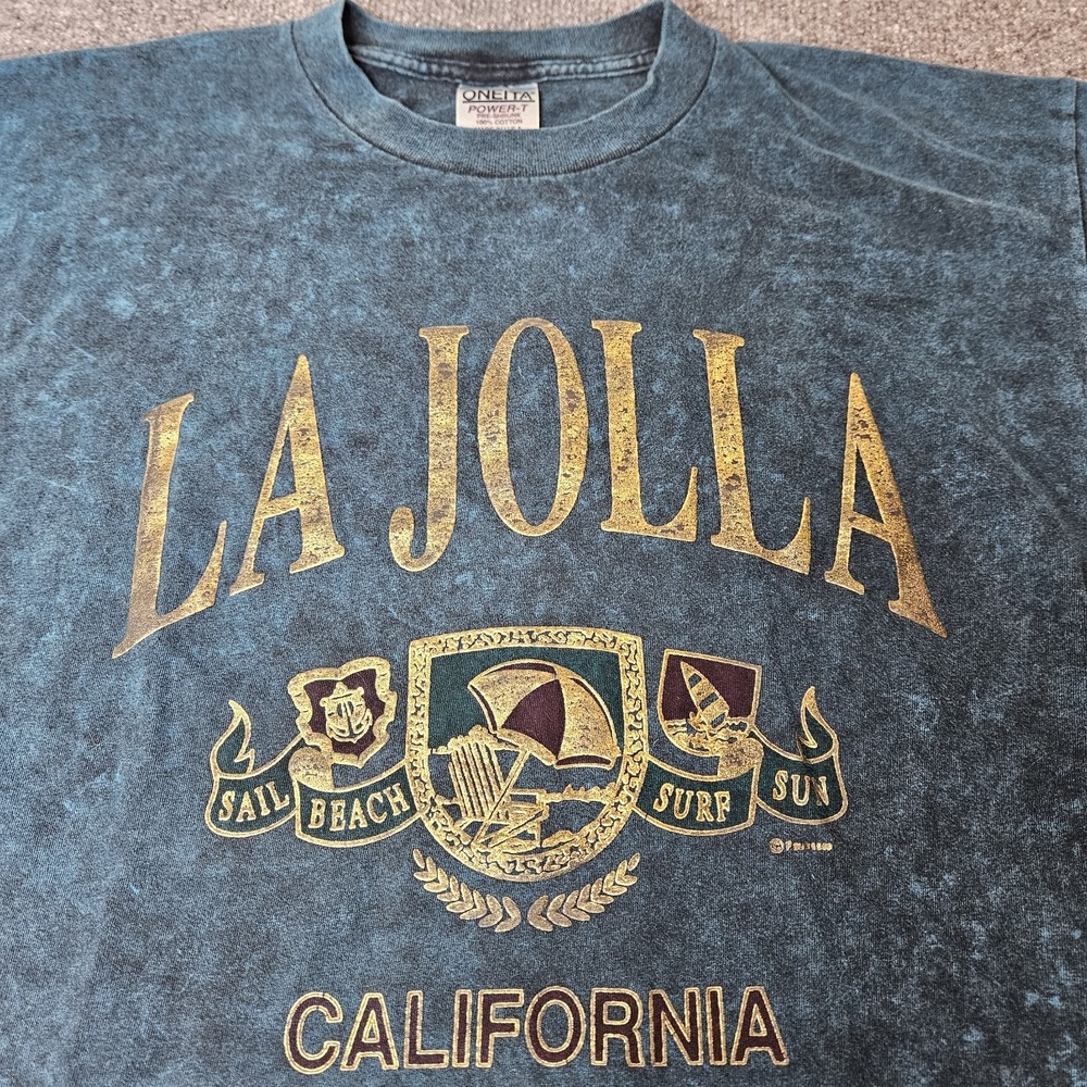 Vintage‎ La Jolla California Tshirt Single Stitch Acid Wash 90s Oneita Size XL